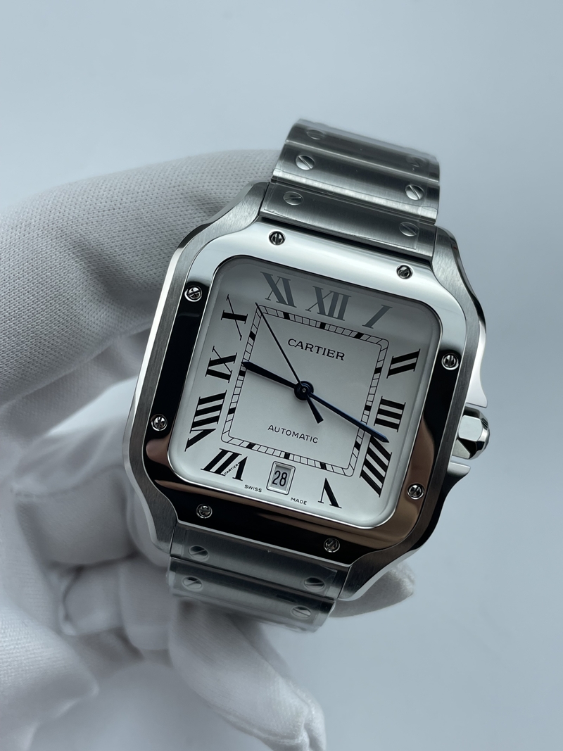 (준비완료/특급배송)NO.3511/BV공장 까르띠에 산토스 40MM 2018 스틸 화이트다이얼 브슬